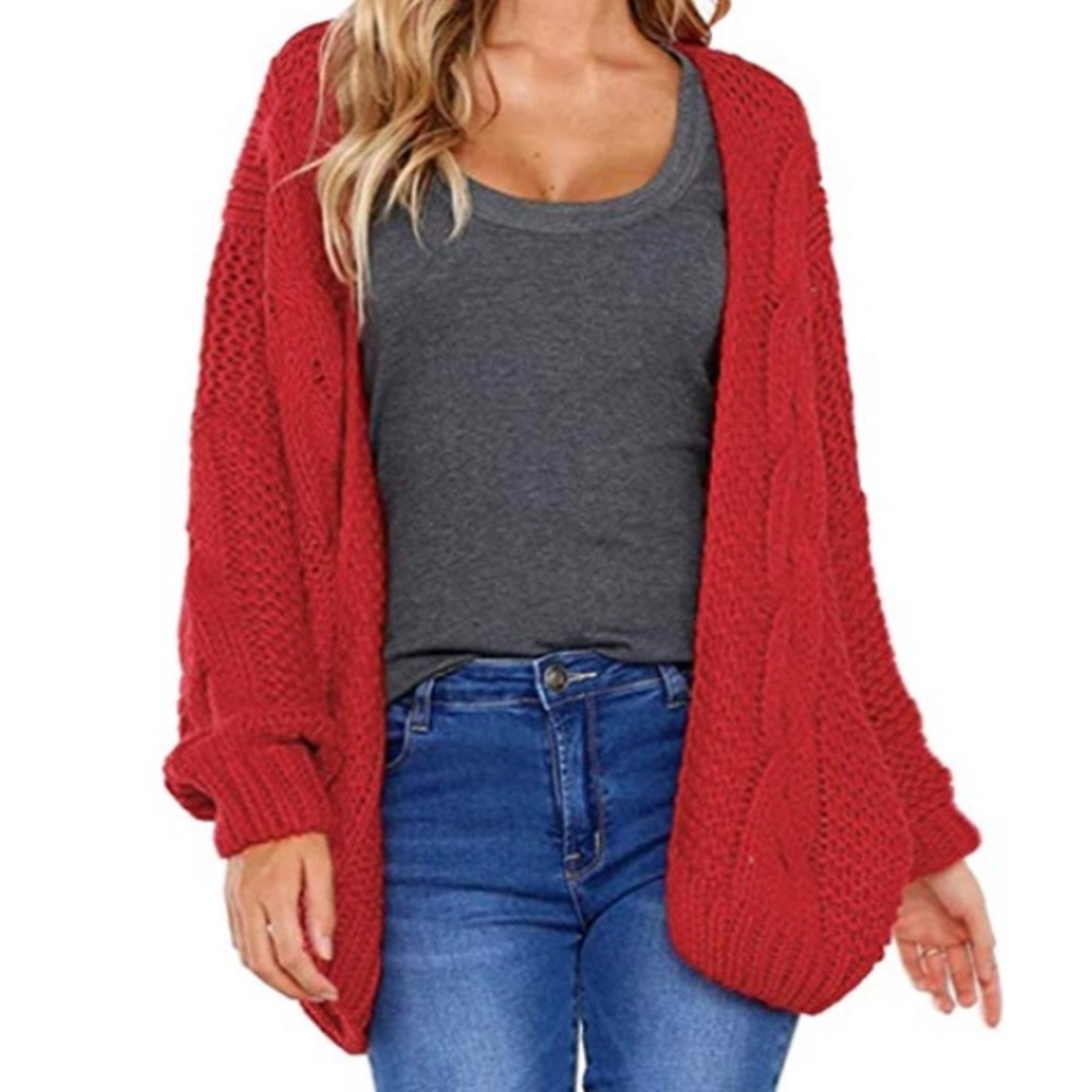 Red Batwing Cardigan Sweater